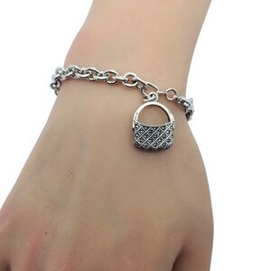 Judith Jack Sterling Silver Marcasite Purse Charm Bracelet #20519